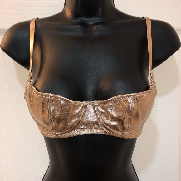 Rose Gold Faux Leather Demi Bra - Picture 2 of 11